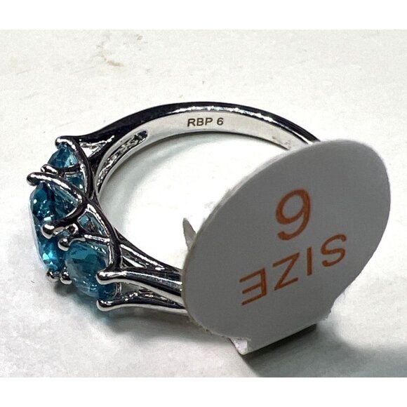 Ring Bomb Party Ring, NWOT, Size 6 Aqua blue stones silver color band - Picture 8 of 8